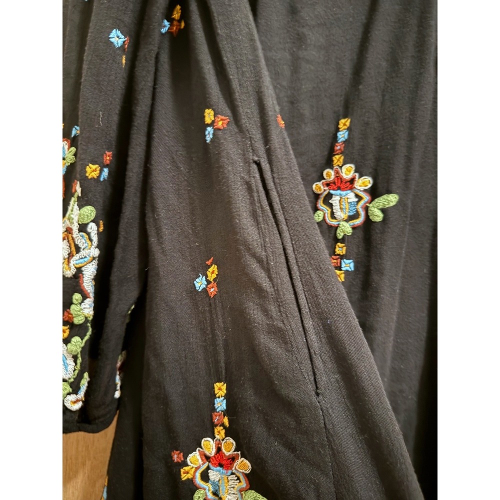 Free People Black Oxford Embroidered Cutout Back Mini Dress Boho Size Small - Picture 5 of 11